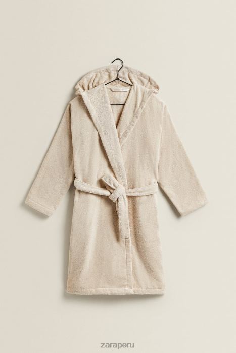 Zara mujer albornoz de algodón con capucha BDP8J1743 ropa arena