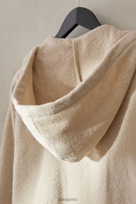 Zara mujer albornoz de algodón con capucha BDP8J1743 ropa arena
