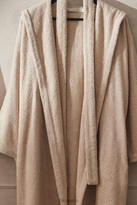 Zara mujer albornoz de algodón con capucha BDP8J1743 ropa arena