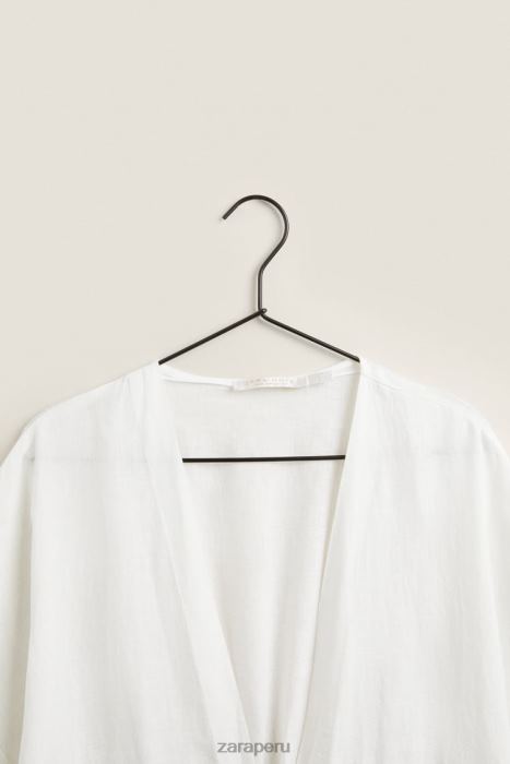 Zara mujer bata de lino BDP8J1818 ropa crudo