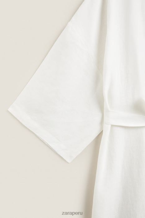 Zara mujer bata de lino BDP8J1818 ropa crudo