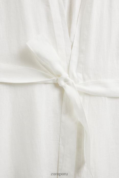 Zara mujer bata de lino BDP8J1818 ropa crudo