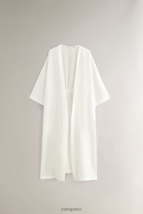 Zara mujer bata de lino BDP8J1818 ropa crudo