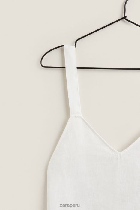 Zara mujer camisón de lino con tiras BDP8J1817 ropa crudo