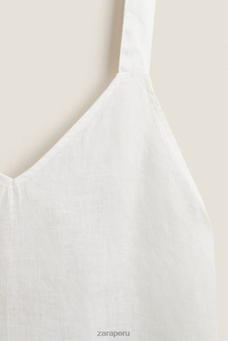 Zara mujer camisón de lino con tiras BDP8J1817 ropa crudo
