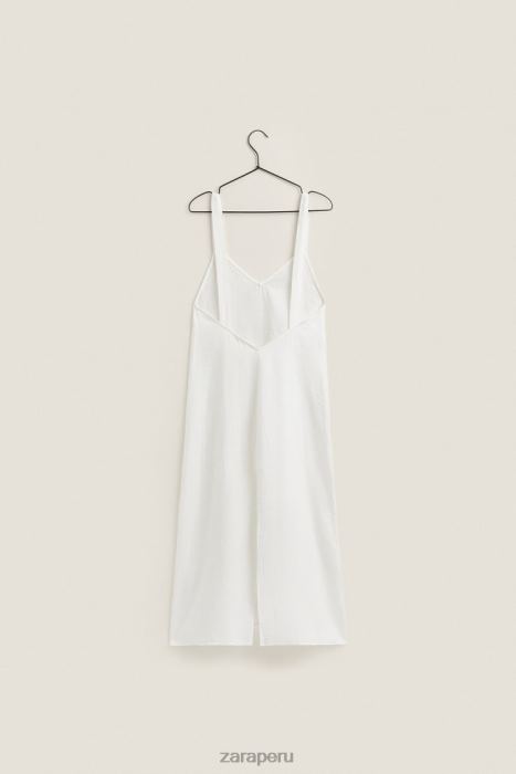 Zara mujer camisón de lino con tiras BDP8J1817 ropa crudo