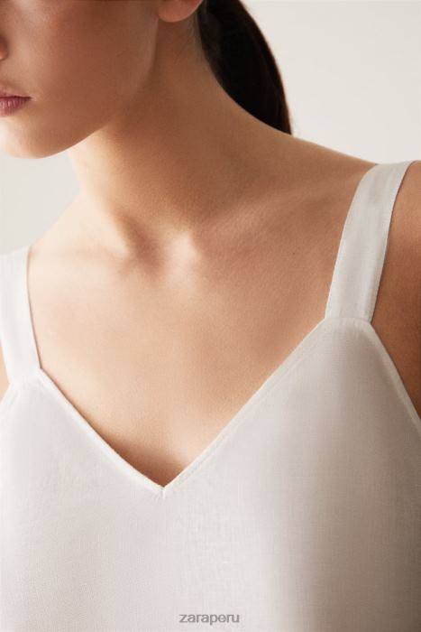 Zara mujer camisón de lino con tiras BDP8J1817 ropa crudo