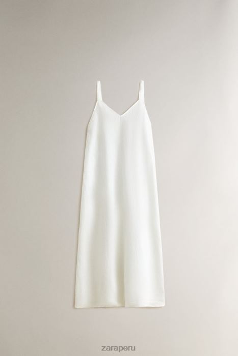 Zara mujer camisón de lino con tiras BDP8J1817 ropa crudo