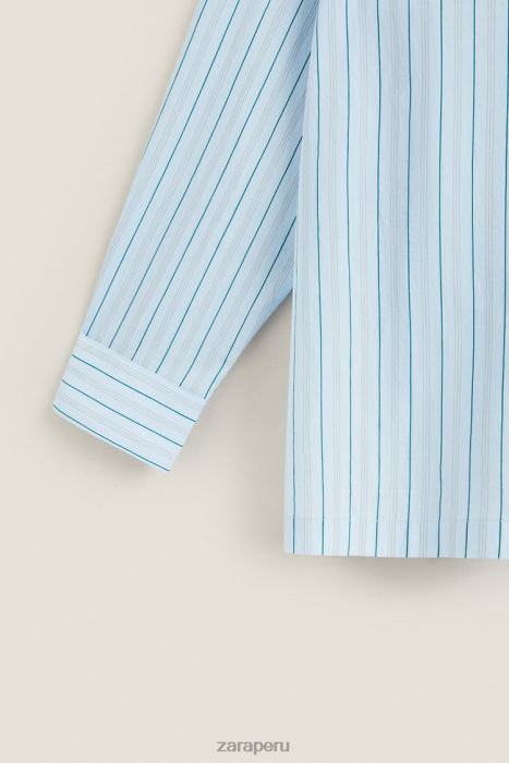 Zara mujer camisa con rayas finas BDP8J1795 ropa azul