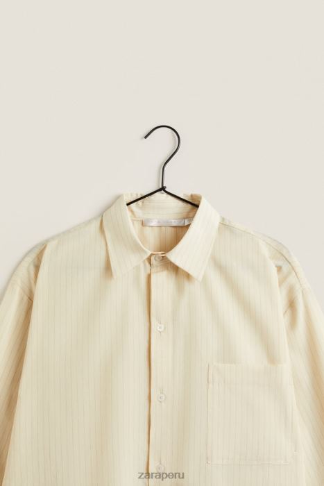 Zara mujer camisa con rayas finas BDP8J1804 ropa crudo