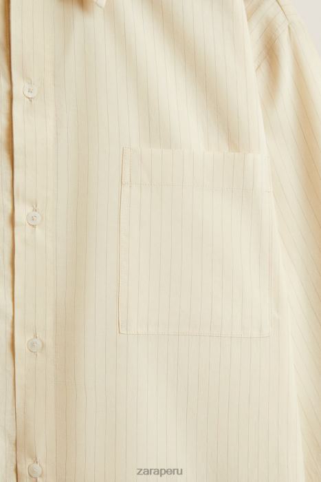 Zara mujer camisa con rayas finas BDP8J1804 ropa crudo