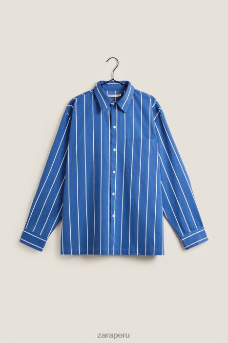 Zara mujer camisa con rayas verticales BDP8J1791 ropa azul