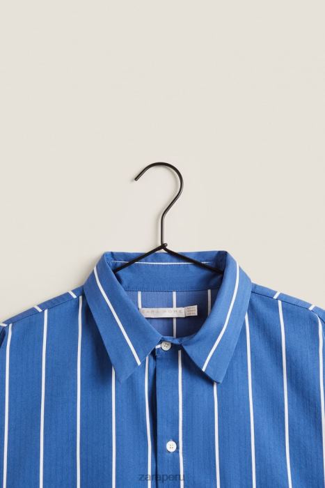 Zara mujer camisa con rayas verticales BDP8J1791 ropa azul
