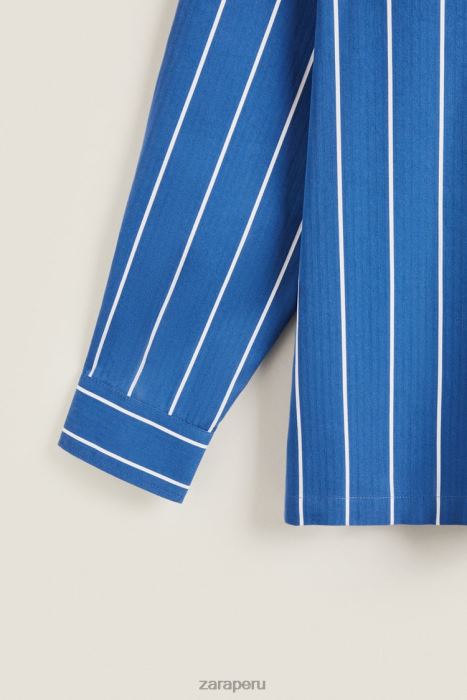 Zara mujer camisa con rayas verticales BDP8J1791 ropa azul