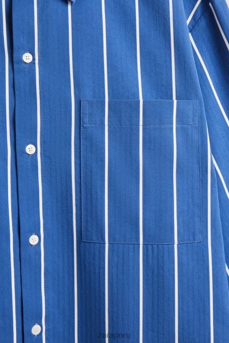 Zara mujer camisa con rayas verticales BDP8J1791 ropa azul