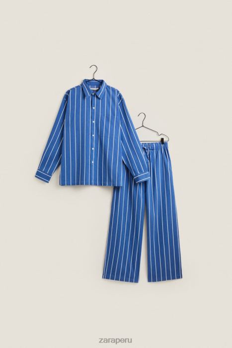 Zara mujer camisa con rayas verticales BDP8J1791 ropa azul