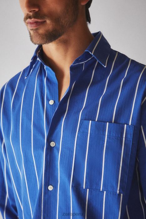 Zara mujer camisa con rayas verticales BDP8J1791 ropa azul