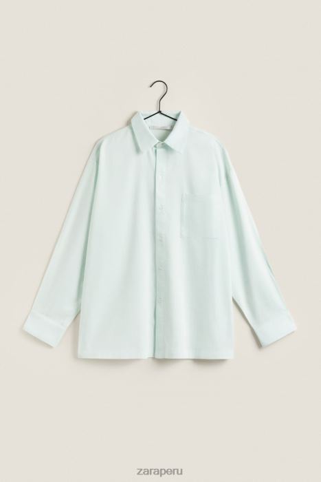 Zara mujer camisa de color liso BDP8J1799 ropa verde claro