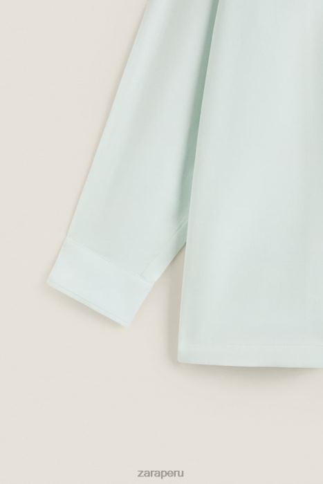 Zara mujer camisa de color liso BDP8J1799 ropa verde claro