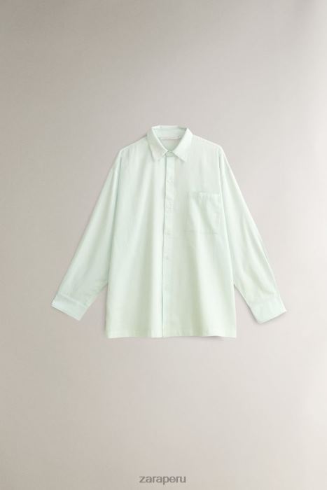 Zara mujer camisa de color liso BDP8J1799 ropa verde claro