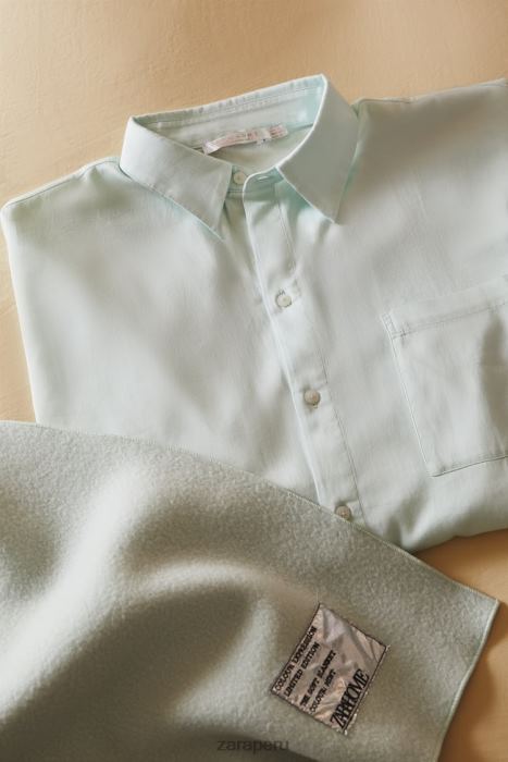 Zara mujer camisa de color liso BDP8J1799 ropa verde claro