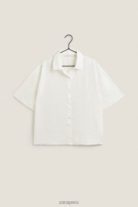 Zara mujer camisa de lino BDP8J1814 ropa crudo