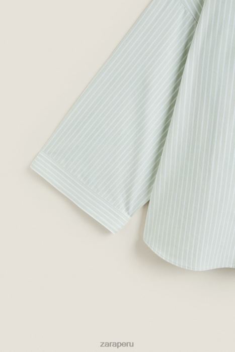 Zara mujer camisa de rayas BDP8J1808 ropa verde claro