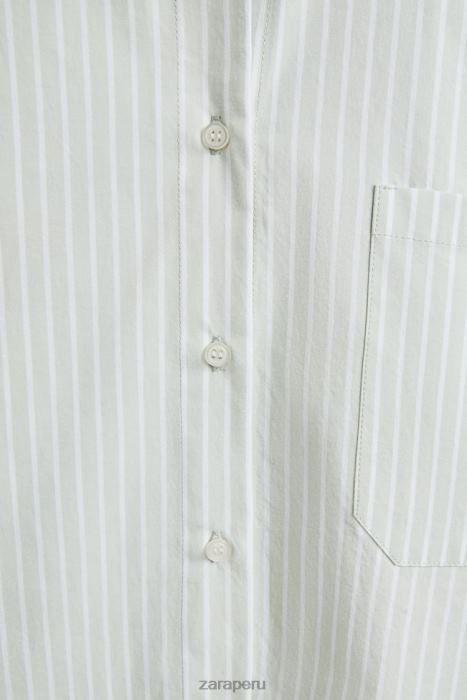 Zara mujer camisa de rayas BDP8J1808 ropa verde claro
