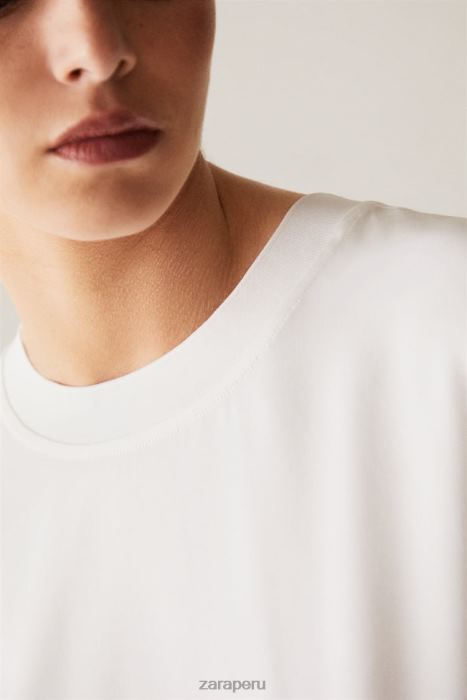Zara mujer camiseta suave al tacto BDP8J1810 ropa blanco