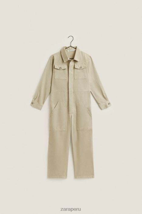Zara mujer monos de jardín de manga larga BDP8J1820 ropa beige obscuro