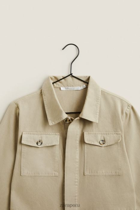 Zara mujer monos de jardín de manga larga BDP8J1820 ropa beige obscuro