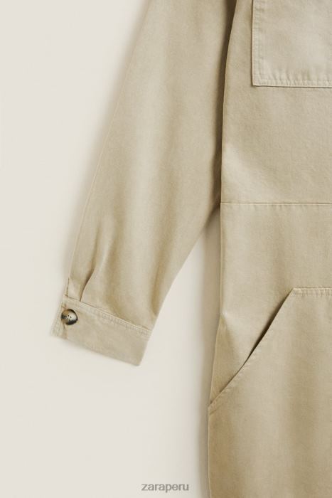 Zara mujer monos de jardín de manga larga BDP8J1820 ropa beige obscuro