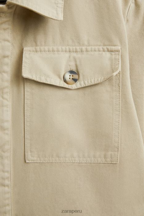 Zara mujer monos de jardín de manga larga BDP8J1820 ropa beige obscuro