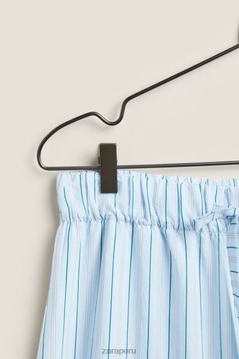 Zara mujer pantalones con rayas finas BDP8J1796 ropa azul