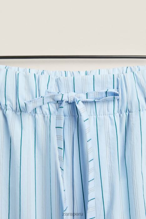 Zara mujer pantalones con rayas finas BDP8J1796 ropa azul
