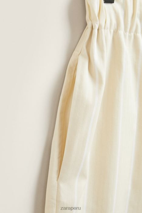 Zara mujer pantalones con rayas finas BDP8J1801 ropa amarillo claro