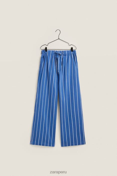 Zara mujer pantalones con rayas verticales BDP8J1792 ropa azul