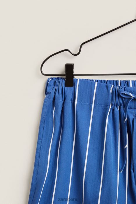 Zara mujer pantalones con rayas verticales BDP8J1792 ropa azul