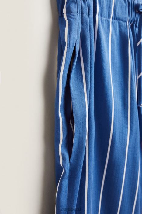 Zara mujer pantalones con rayas verticales BDP8J1792 ropa azul