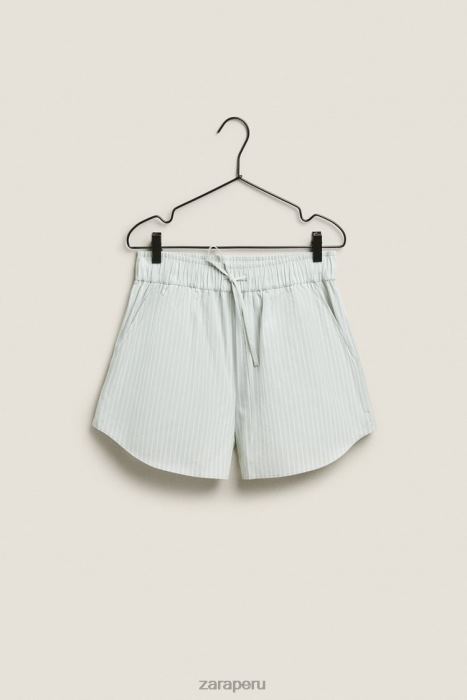 Zara mujer pantalones cortos a rayas BDP8J1809 ropa verde claro