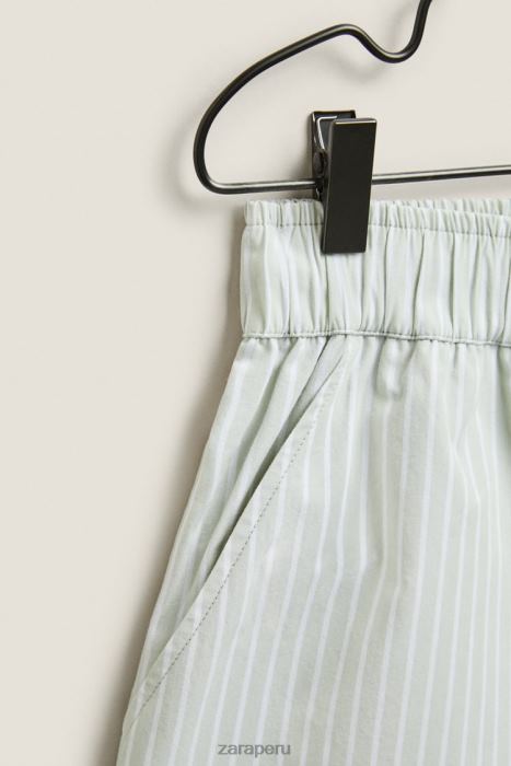 Zara mujer pantalones cortos a rayas BDP8J1809 ropa verde claro