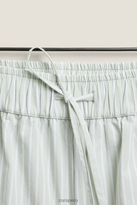 Zara mujer pantalones cortos a rayas BDP8J1809 ropa verde claro
