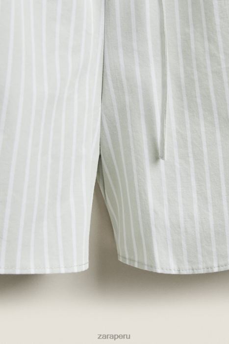 Zara mujer pantalones cortos a rayas BDP8J1809 ropa verde claro