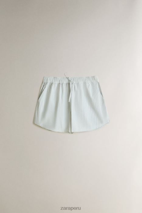 Zara mujer pantalones cortos a rayas BDP8J1809 ropa verde claro
