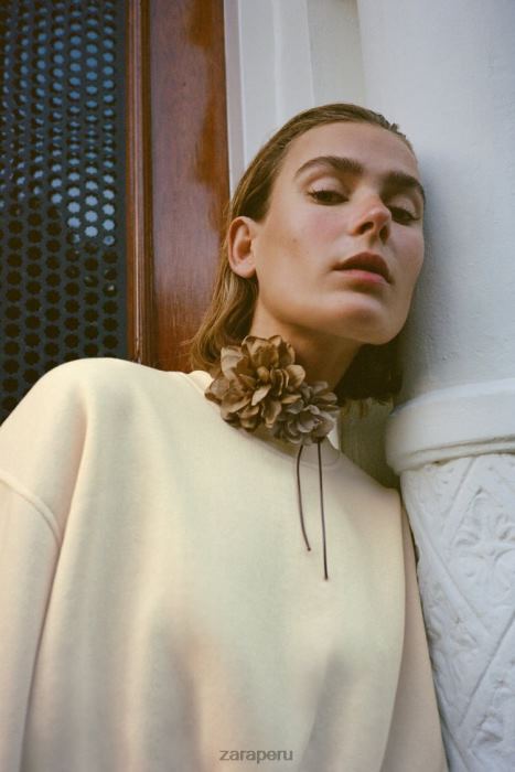 Zara mujer sudadera corta básica BDP8J945 ropa vainilla