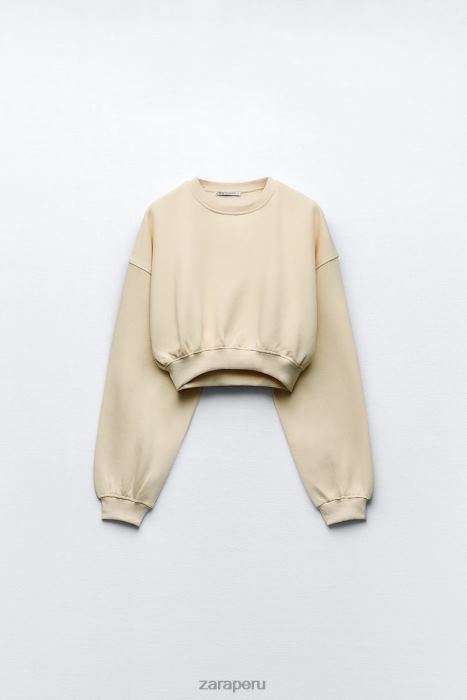 Zara mujer sudadera corta básica BDP8J945 ropa vainilla
