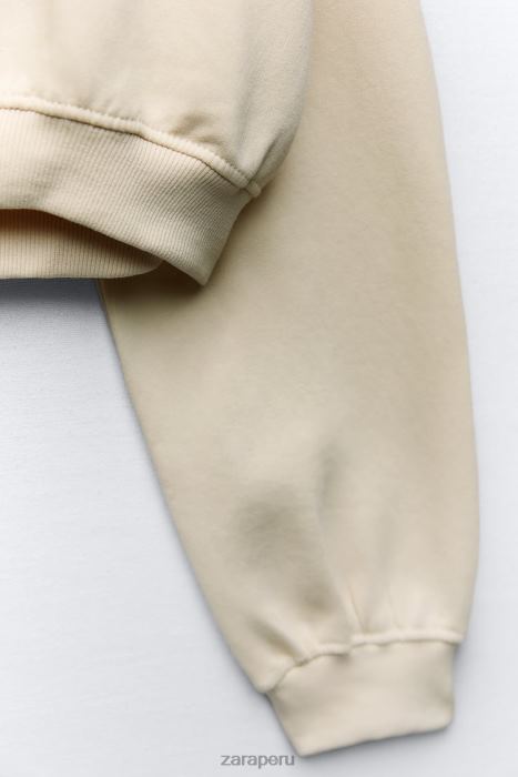 Zara mujer sudadera corta básica BDP8J945 ropa vainilla