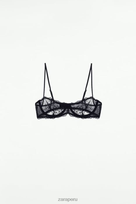 Zara mujer sujetador de encaje con aros BDP8J826 ropa negro