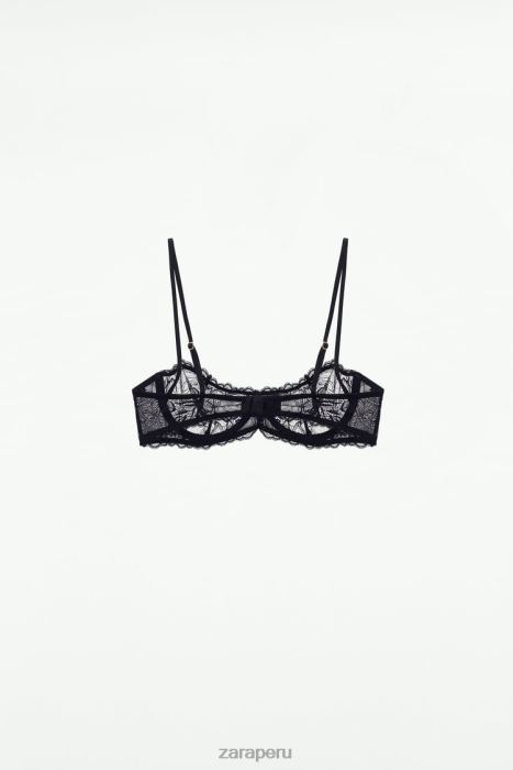 Zara mujer sujetador de encaje con aros BDP8J826 ropa negro