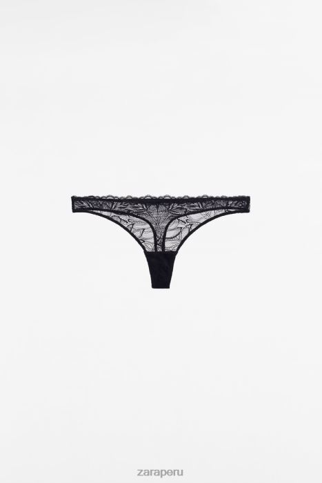Zara mujer tanga de encaje BDP8J827 ropa negro